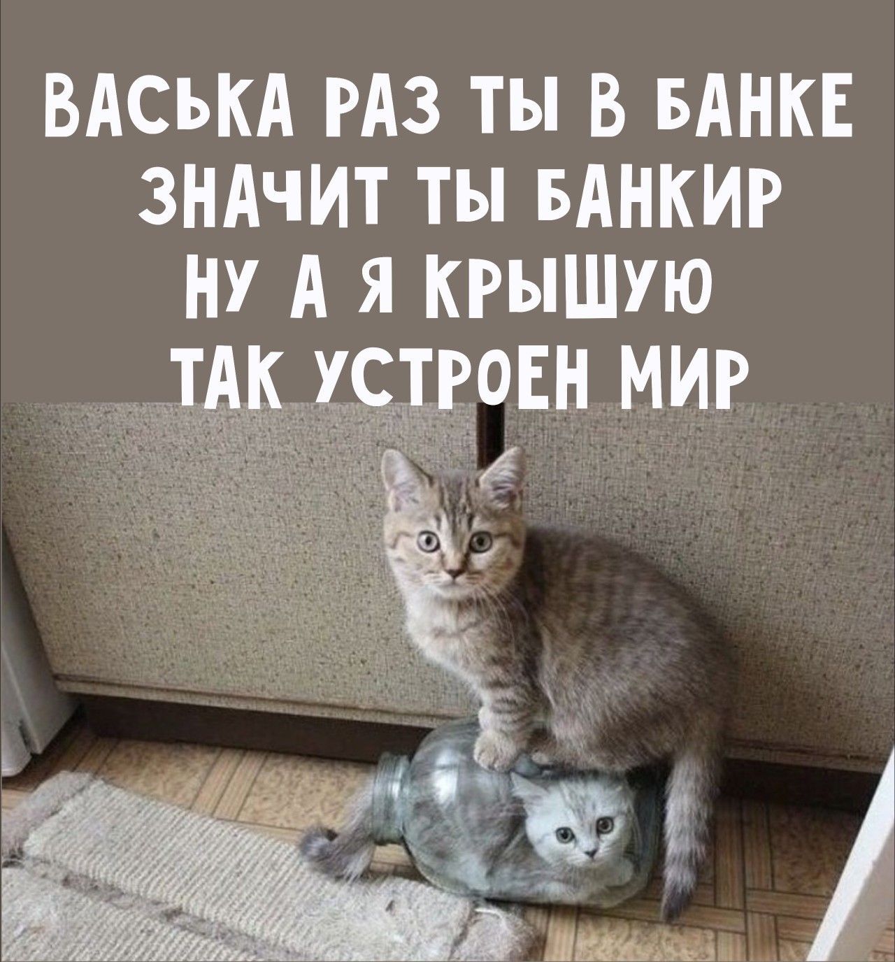 ВАСЬКА РАЗ ТЫ В БАНКЕ ЗНАЧИТ ТЫ БАНКИР НУ А Я КРЫШУЮ ТАК УСТРОЕН МИР