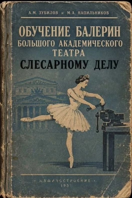 А.М. Зубилов и М.А. Напильников Обучение балерин Большого академического театра слесарному делу Машиностроение 1951