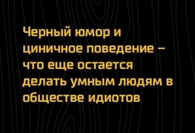 Черный юмор и циничное поведение – что еще остается делать умным людям в обществе идиотов