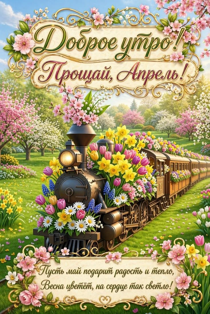 Доброе утро! Прощай, Апрель! Пусть май подарит радость и тепло, Весна цветёт, на сердце так светло!