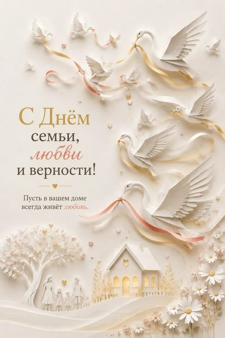С Днём семьи, любви и верности! Пусть в вашем доме всегда живёт любовь.