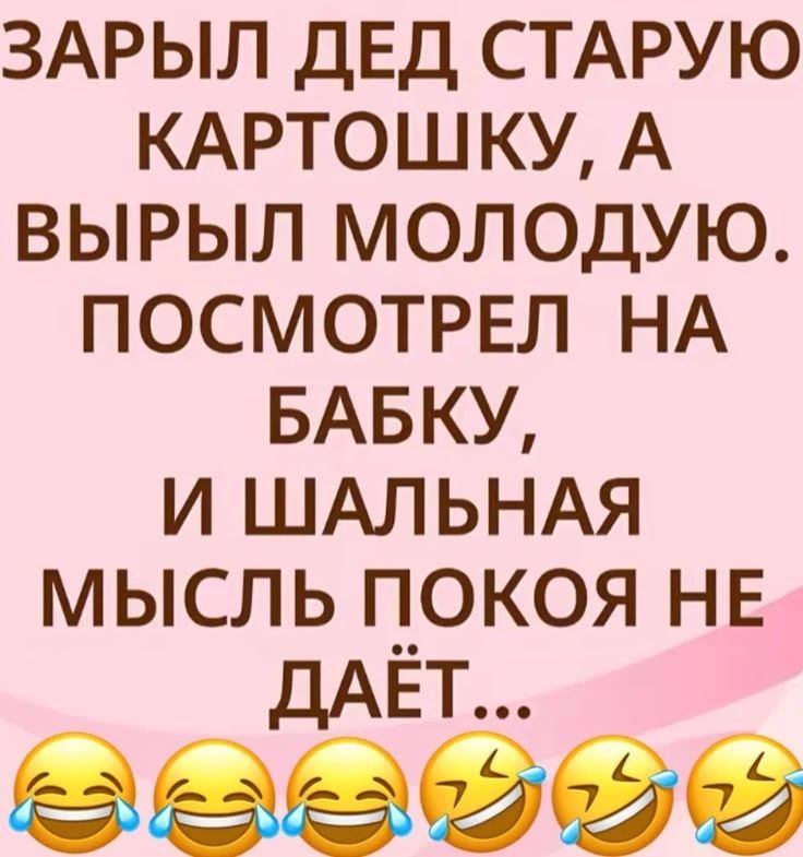 ЗАРЫЛ ДЕД СТАРУЮ КАРТОШКУ, А ВЫРЫЛ МОЛОДУЮ. ПОСМОТРЕЛ НА БАБКУ, И ШАЛЬНАЯ МЫСЛЬ ПОКОЯ НЕ ДАЁТ...