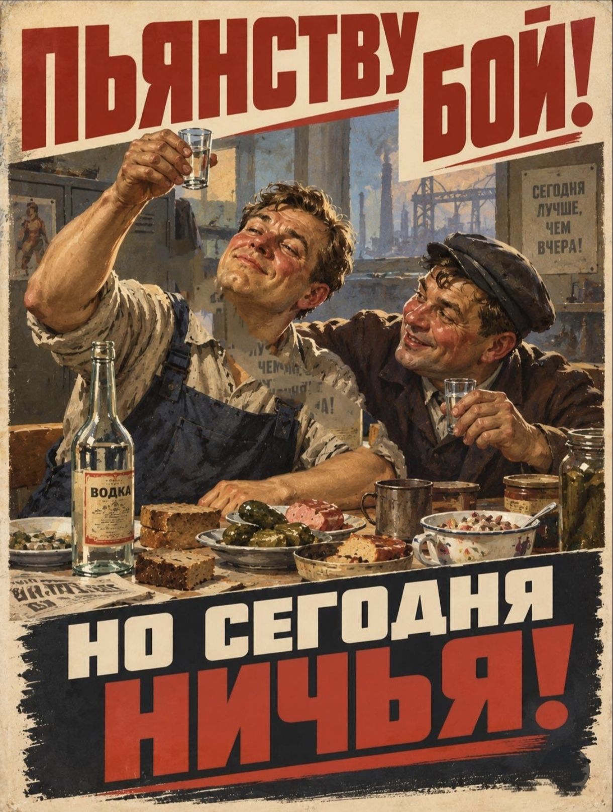 ПЬЯНСТВУ БОЙ! СЕГОДНЯ ЛУЧШЕ, ЧЕМ ВЧЕРА! ВОДКА НО СЕГОДНЯ НИЧЬЯ!