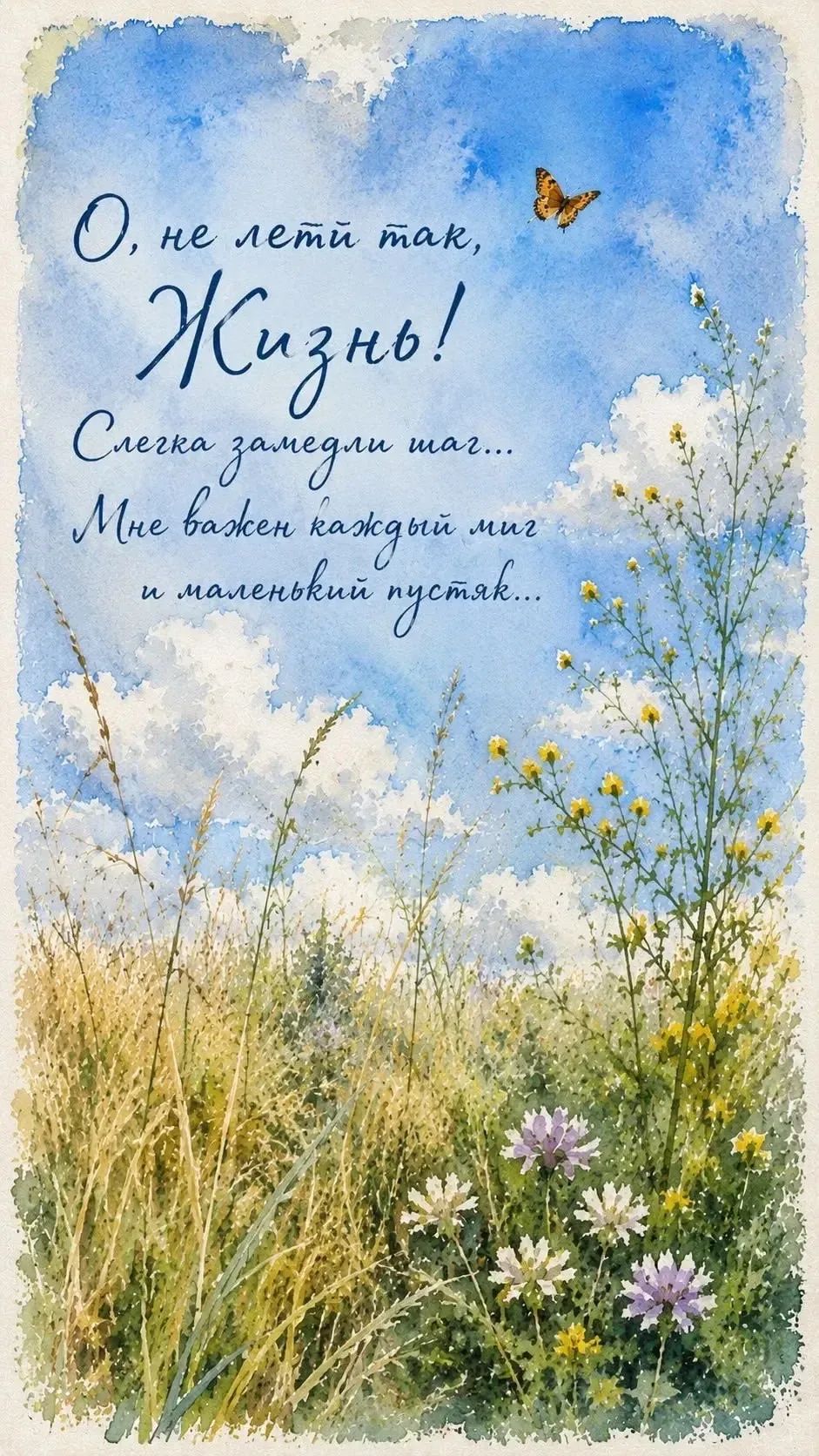 О, не лети так, Жизнь! Слегка замедли шаг... Мне важен каждый миг и маленький пустяк...