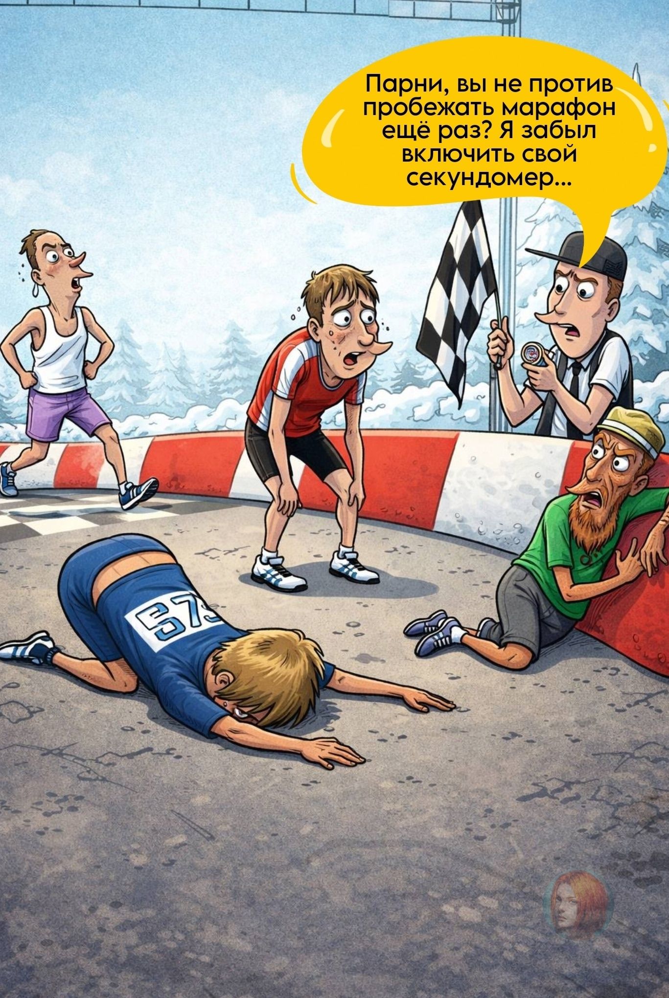 Парни, вы не против пробежать марафон еще раз? Я забыл включить свой секундомер...