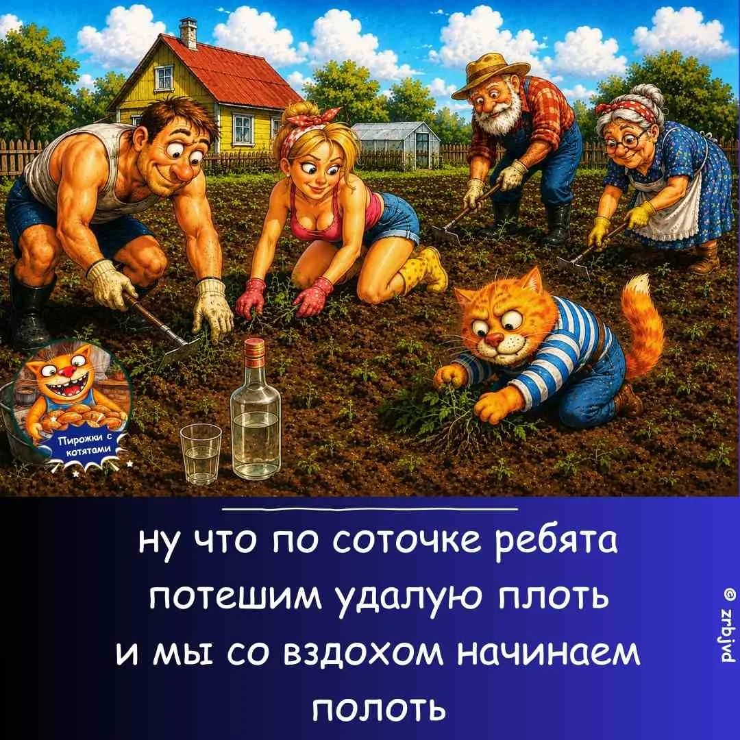 ну что по соточке ребята потешим удалую плоть и мы со вздохом начинаем полоть. Пирожки с котятами.