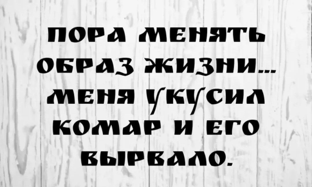 ПОРА МЕНЯТЬ ОБРАЗ ЖИЗНИ... МЕНЯ УКУСИЛ КОМАР И ЕГО ВЫРВАЛО.