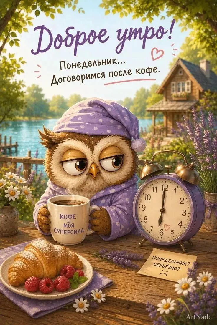 Доброе утро! Понедельник... Договоримся после кофе. КОФЕ = МОЯ СУПЕРСИЛА. Понедельник? Серьезно? ArtNade