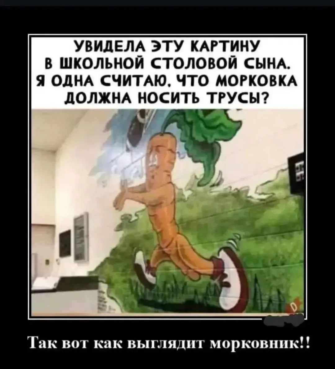 УВИДЕЛА ЭТУ КАРТИНУ В ШКОЛЬНОЙ СТОЛОВОЙ СЫНА. Я ОДНА СЧИТАЮ, ЧТО МОРКОВКА ДОЛЖНА НОСИТЬ ТРУСЫ? Так вот как выглядит морковник!!