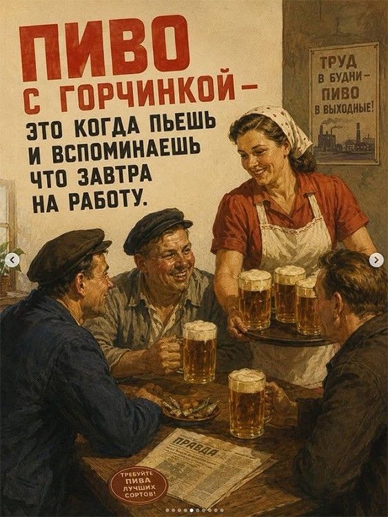 Пиво с горчинкой - это когда пьешь и вспоминаешь что завтра на работу. Труд в будни - пиво в выходные!