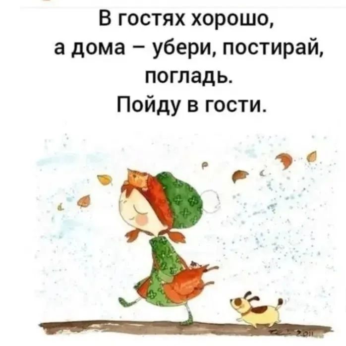 В гостях хорошо, а дома – убери, постирай, погладь. Пойду в гости.