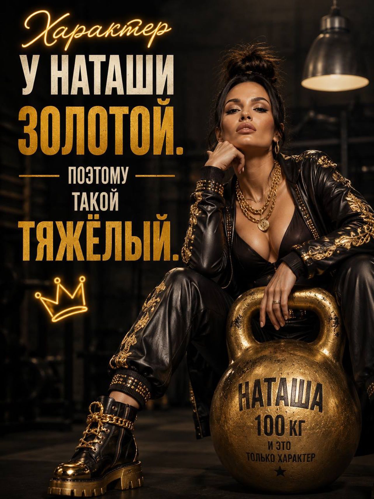 Характер у Наташи золотой. Поэтому такой тяжёлый. Наташа 100 кг и это только характер
