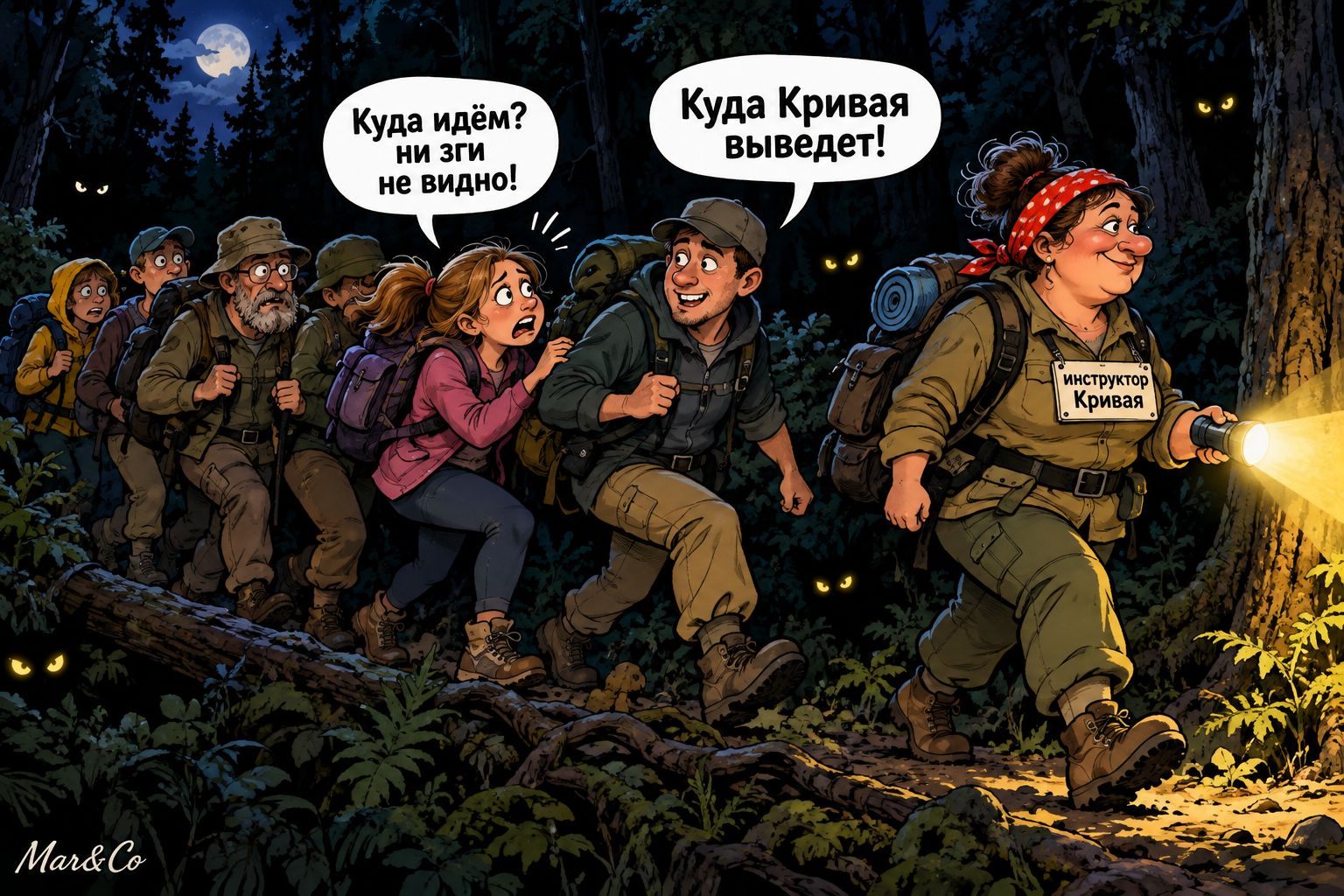 Куда идём? Ни зги не видно! Куда Кривая выведет! Инструктор Кривая