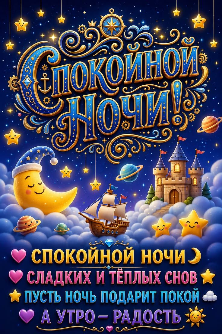 Спокойной ночи! Спокойной ночи Сладких и тёплых снов Пусть ночь подарит покой А утро – радость