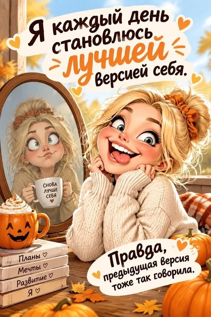 Я каждый день становлюсь лучшей версией себя. Снова лучше себя. Планы, Мечты, Развитие. Правда, предыдущая версия тоже так говорила.