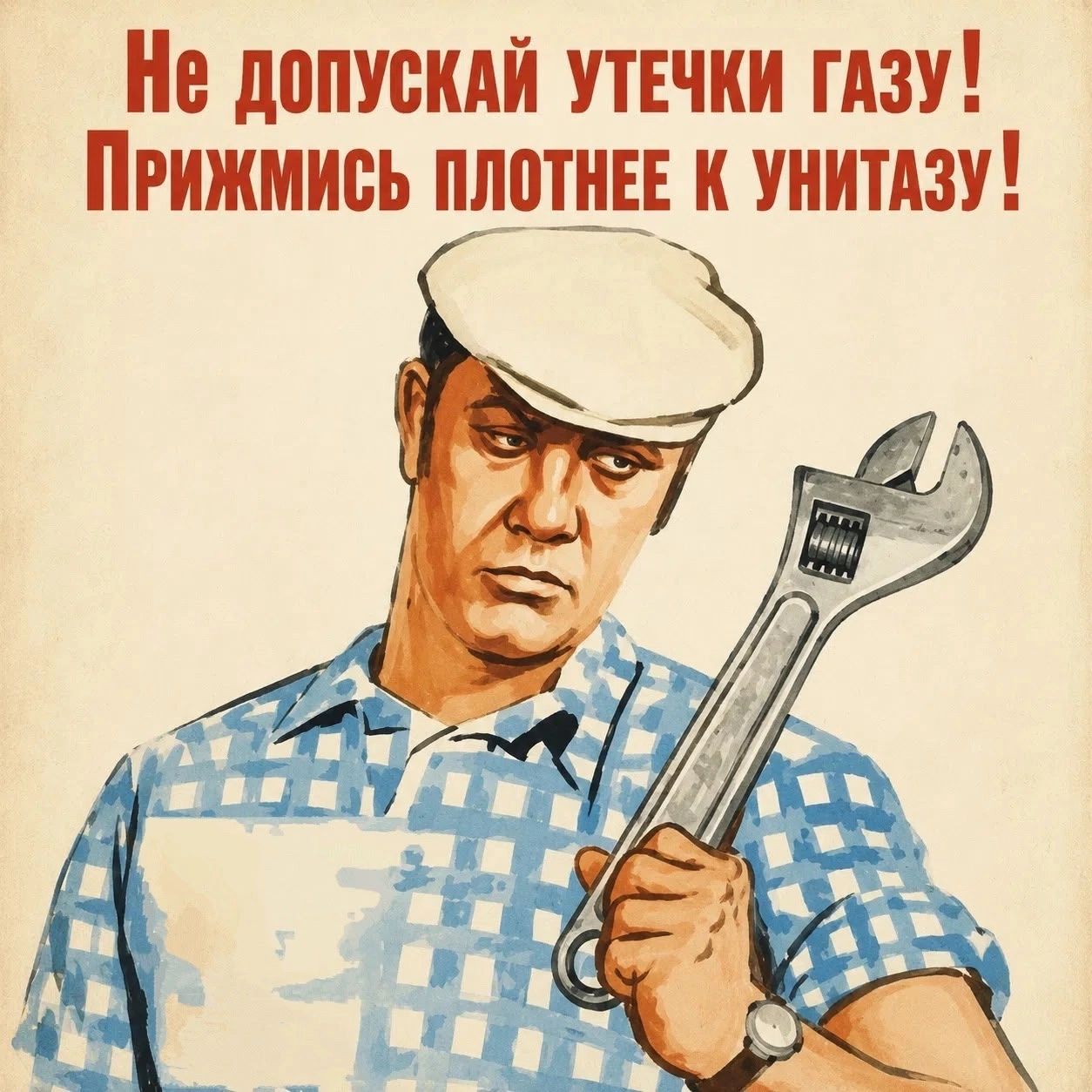 Не допускай утечки газу! Прижмись плотнее к унитазу!