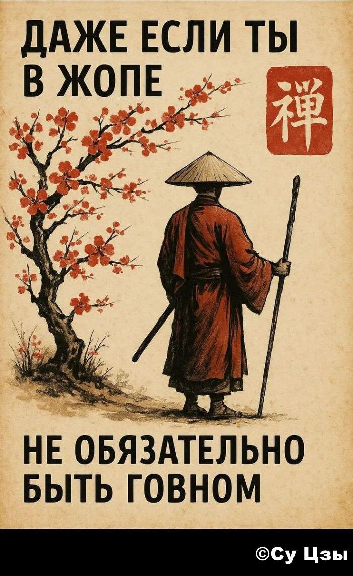 ДАЖЕ ЕСЛИ ТЫ В ЖОПЕ НЕ ОБЯЗАТЕЛЬНО БЫТЬ ГОВНОМ ©Су Цзы