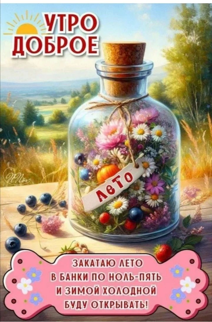 УТРО ДОБРОЕ ЛЕТО ЗАКАТАЮ ЛЕТО В БАНКИ ПО НОЛЬ-ПЯТЬ И ЗИМОЙ ХОЛОДНОЙ БУДУ ОТКРЫВАТЬ!