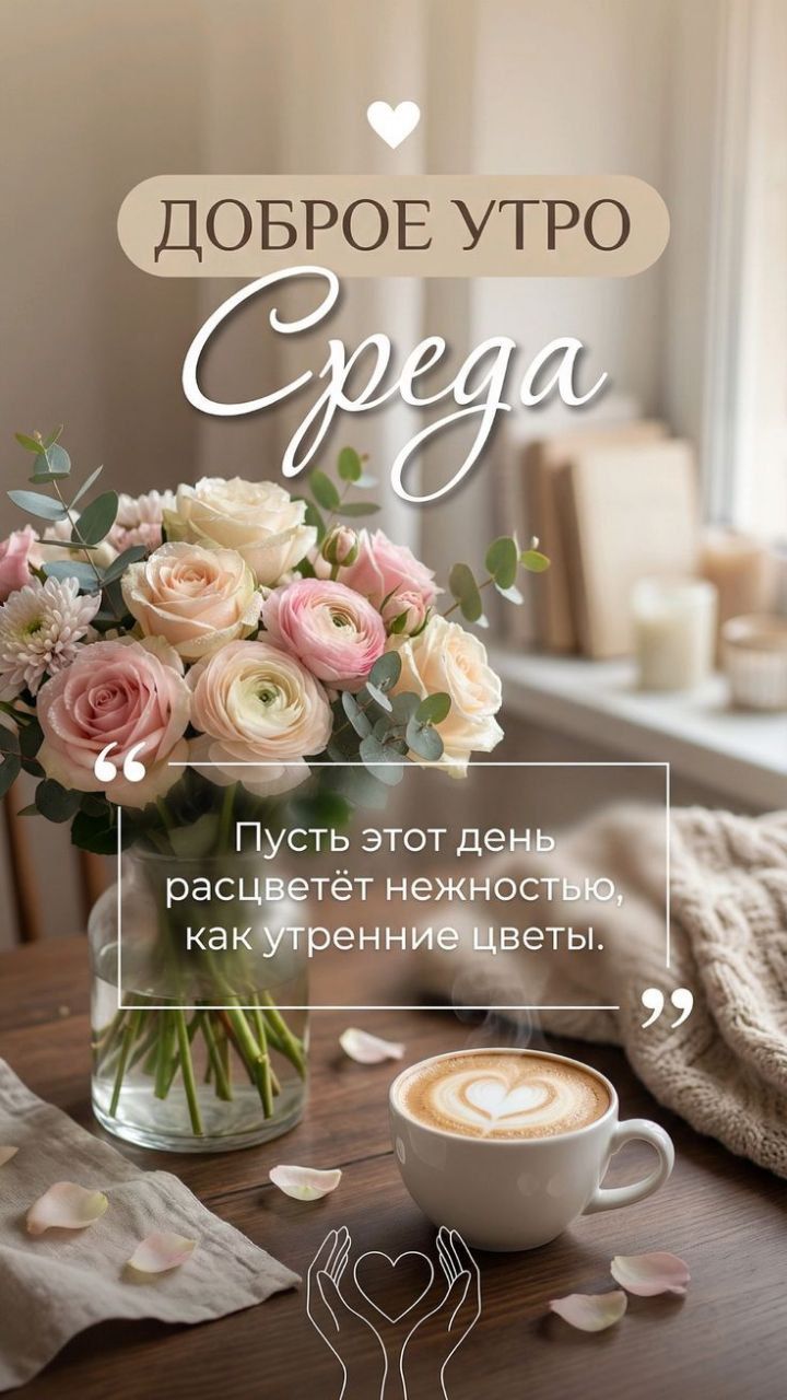 Доброе утро Среда Пусть этот день расцветёт нежностью, как утренние цветы.