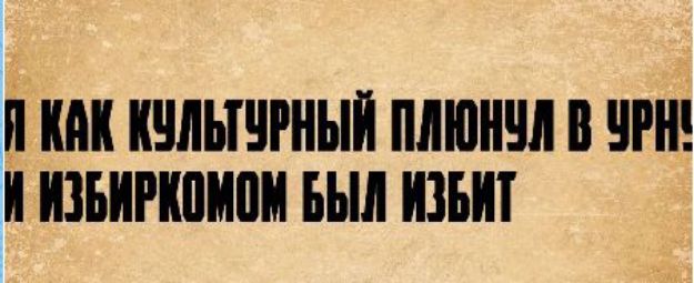Я как культурный плюнул в урну! И избиркомом был избит