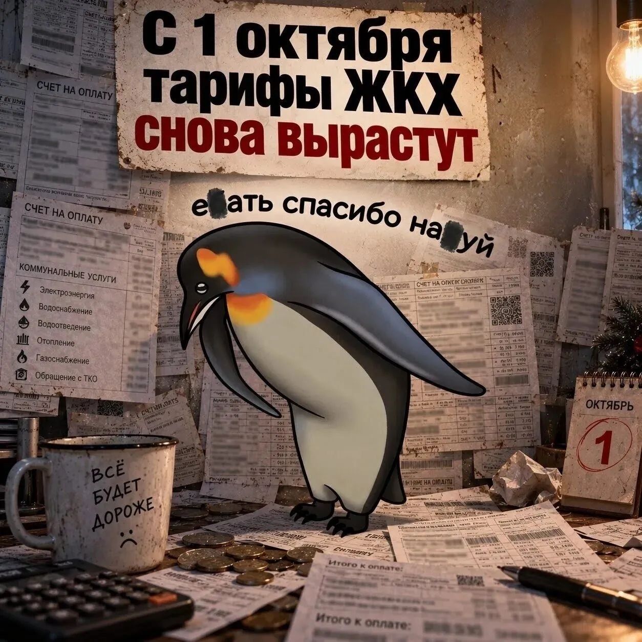 С 1 октября тарифы ЖКХ снова вырастут е...ать спасибо на..уй. ВСЁ БУДЕТ ДОРОЖЕ :(