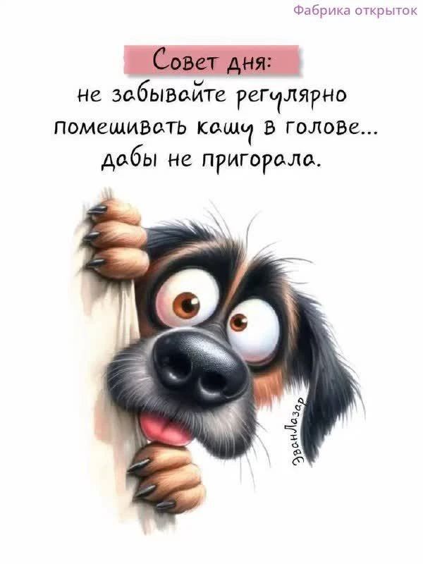 Фабрика открыток Совет дня: не забывайте регулярно помешивать кашу в голове... дабы не пригорала.