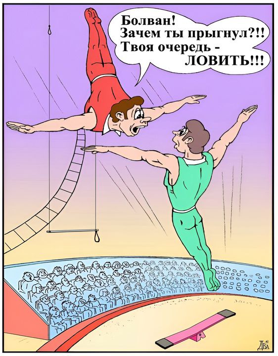 Болван! Зачем ты прыгнул?! Твоя очередь - ловить!!!