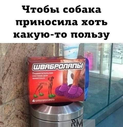 Чтобы собака приносила хоть какую-то пользу. Швабролапы. Подметательная система для животных. 4 наденущиеся швабры.