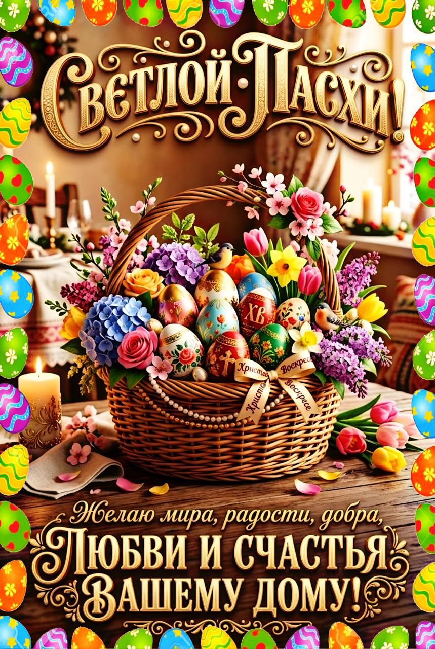 СВЕТЛОЙ ПАСХИ! Желаю мира, радости, добра, ЛЮБВИ И СЧАСТЬЯ ВАШЕМУ ДОМУ! Христос Воскресе