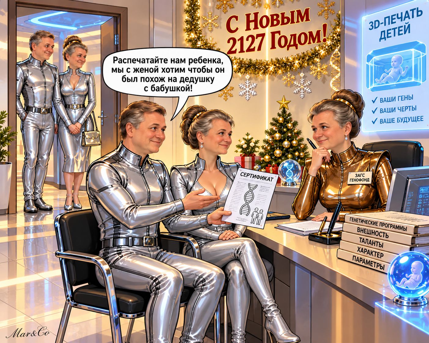 С Новым 2127 Годом! 3Д-ПЕЧАТЬ ДЕТЕЙ. ЗАГС ГЕНОФОНД. Распечатайте нам ребенка, мы с женой хотим чтобы он был похож на дедушку с бабушкой!