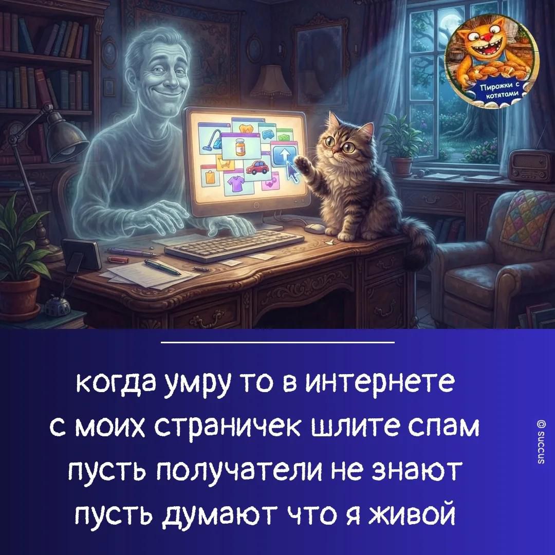 когда умру то в интернете с моих страничек шлите спам пусть получатели не знают пусть думают что я живой