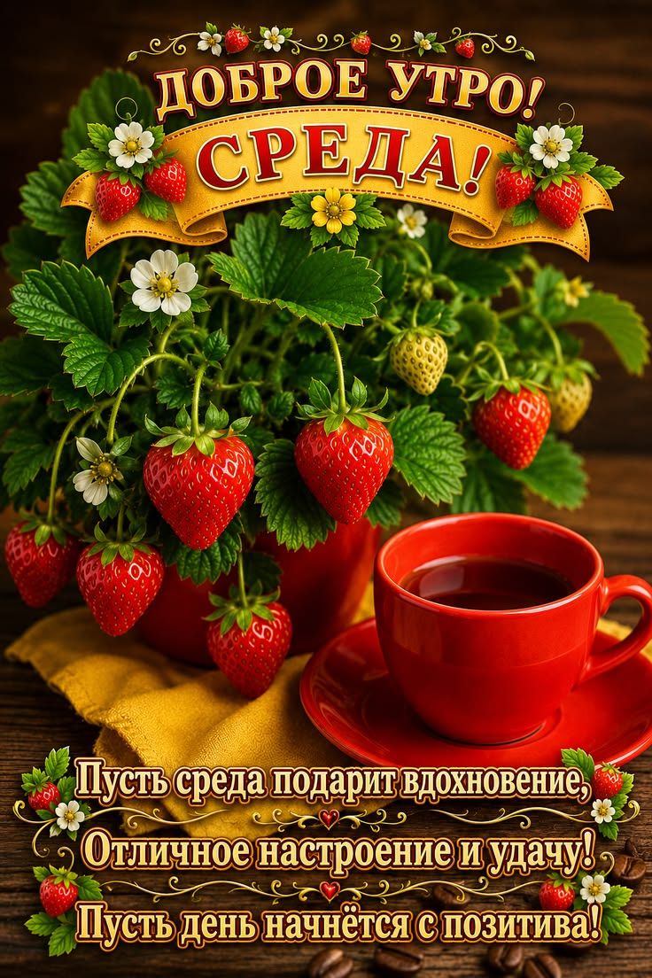 ДОБРОЕ УТРО! СРЕДА! Пусть среда подарит вдохновение, Отличное настроение и удачу! Пусть день начнётся с позитива!