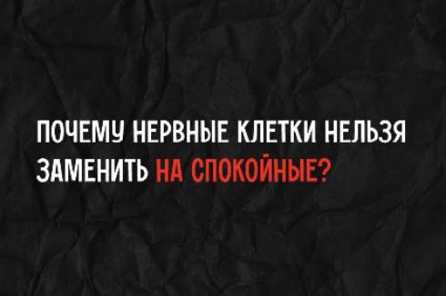 ПОЧЕМУ НЕРВНЫЕ КЛЕТКИ НЕЛЬЗЯ ЗАМЕНИТЬ НА СПОКОЙНЫЕ?
