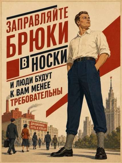 ЗАПРАВЛЯЙТЕ БРЮКИ В НОСКИ И ЛЮДИ БУДУТ К ВАМ МЕНЕЕ ТРЕБОВАТЕЛЬНЫ ДИСЦИПЛИНА - ПУТЬ К УСПЕХУ!