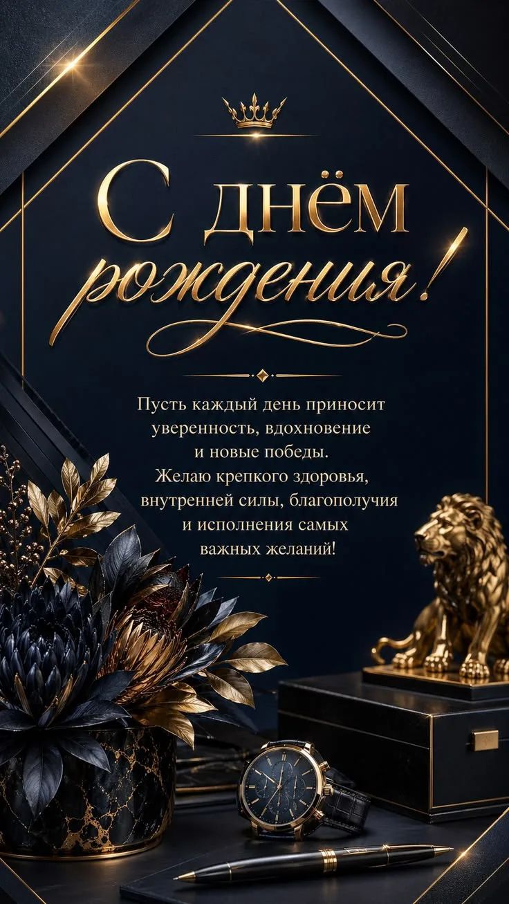 С днём рождения! Пусть каждый день приносит уверенность, вдохновение и новые победы. Желаю крепкого здоровья, внутренней силы, благополучия и исполнения самых важных желаний!