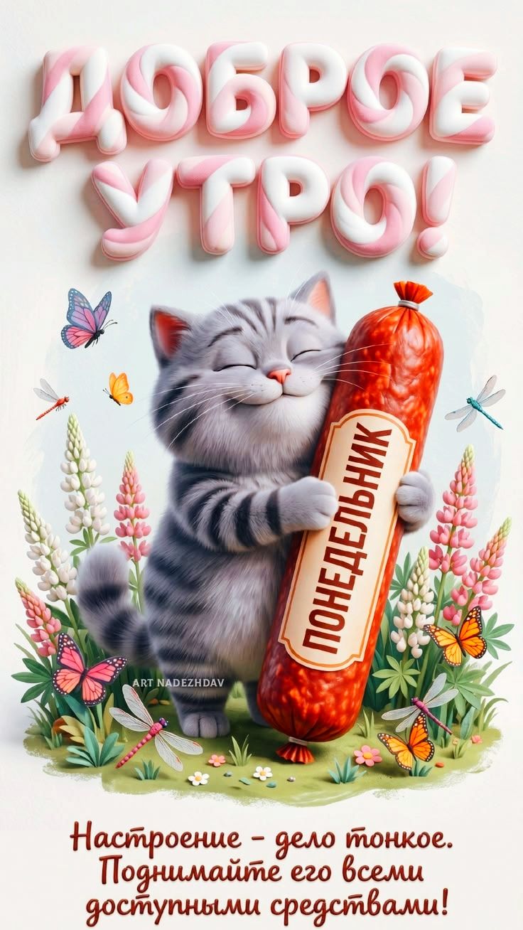 ДОБРОЕ УТРО! ПОНЕДЕЛЬНИК Настроение - дело тонкое. Поднимайте его всеми доступными средствами! ART NADEZHDAV