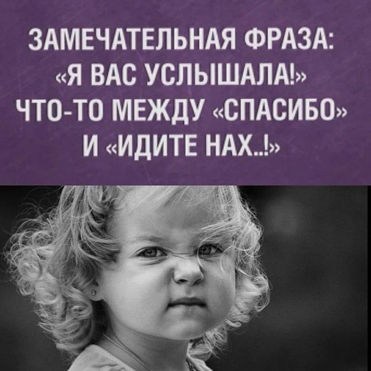 ЗАМЕЧАТЕЛЬНАЯ ФРАЗА: «Я ВАС УСЛЫШАЛА!» ЧТО-ТО МЕЖДУ «СПАСИБО» И «ИДИТЕ НАХ..!»