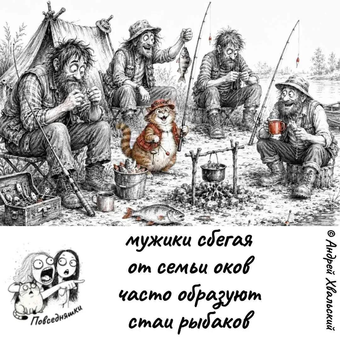 мужики сбегая от семьи оков часто образуют стаи рыбаков
