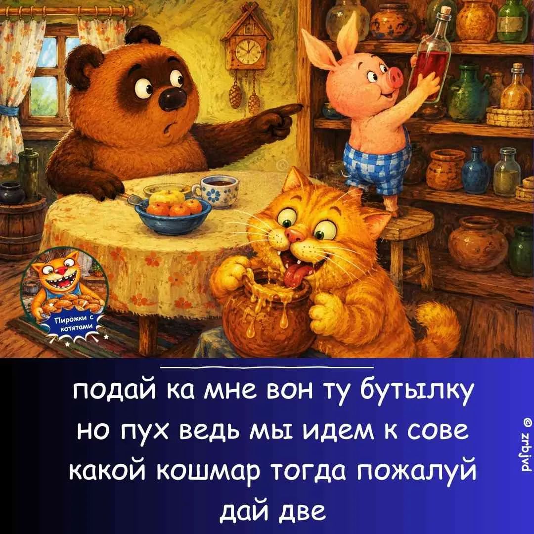 подай ка мне вон ту бутылку но пух ведь мы идем к сове какой кошмар тогда пожалуй дай две