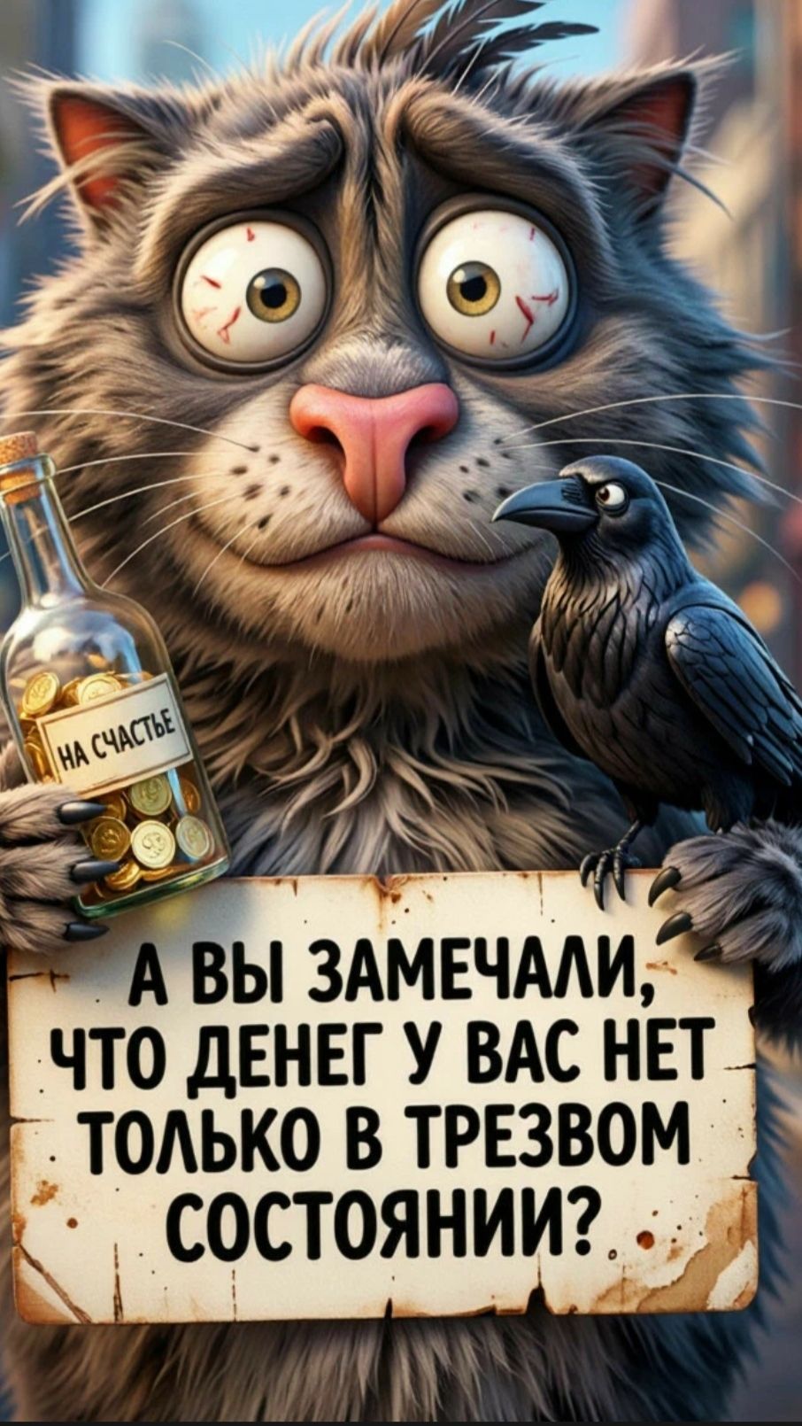 НА СЧАСТЬЕ А ВЫ ЗАМЕЧАЛИ, ЧТО ДЕНЕГ У ВАС НЕТ ТОЛЬКО В ТРЕЗВОМ СОСТОЯНИИ?