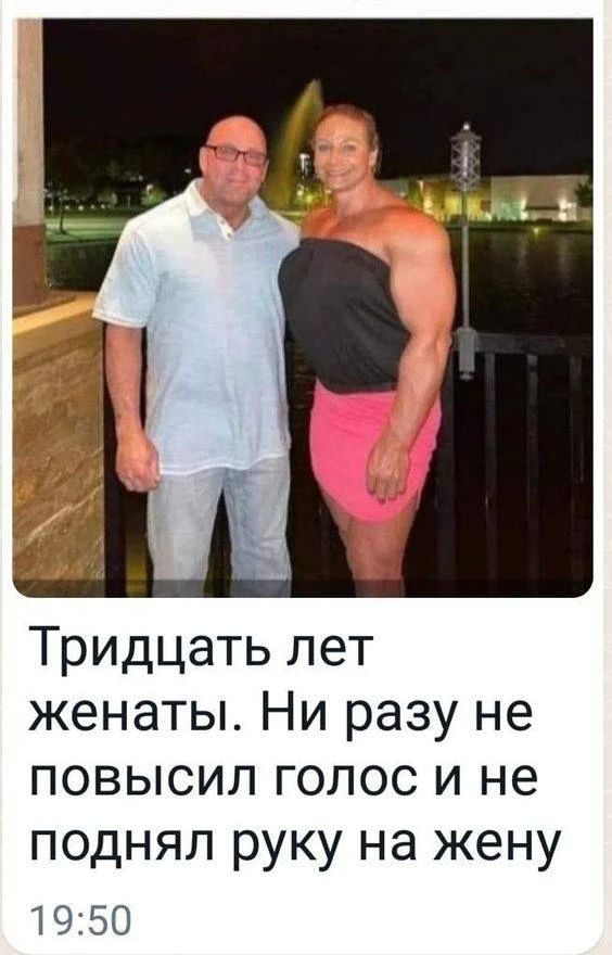 Тридцать лет женаты. Ни разу не повысил голос и не поднял руку на жену