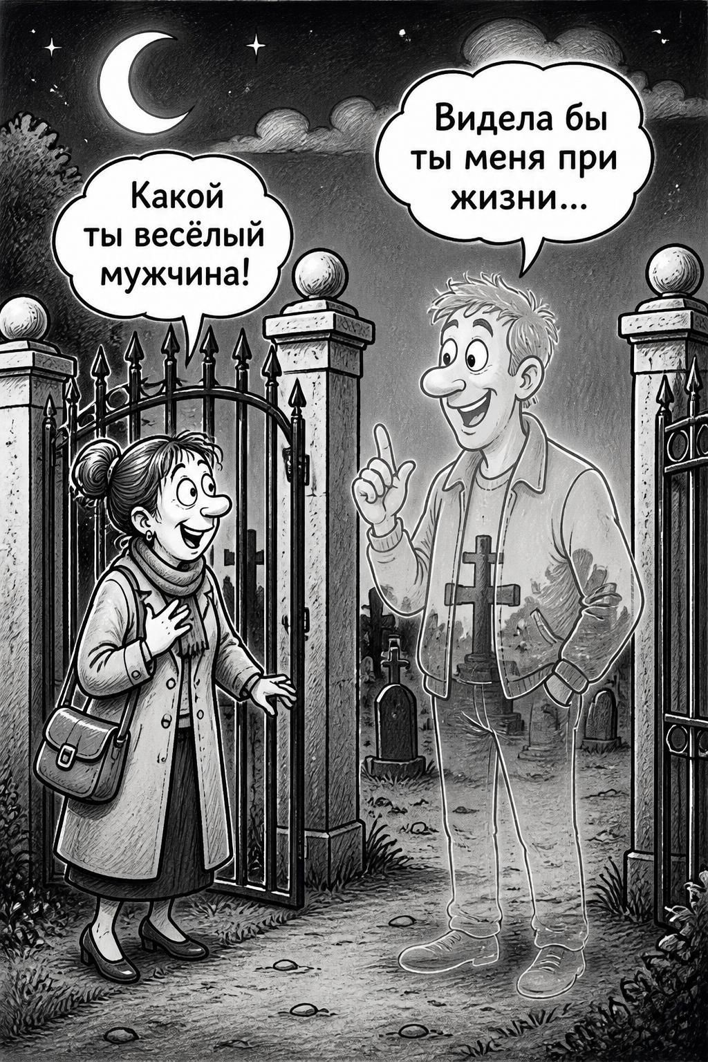 Какой ты весёлый мужчина! Видела бы ты меня при жизни...