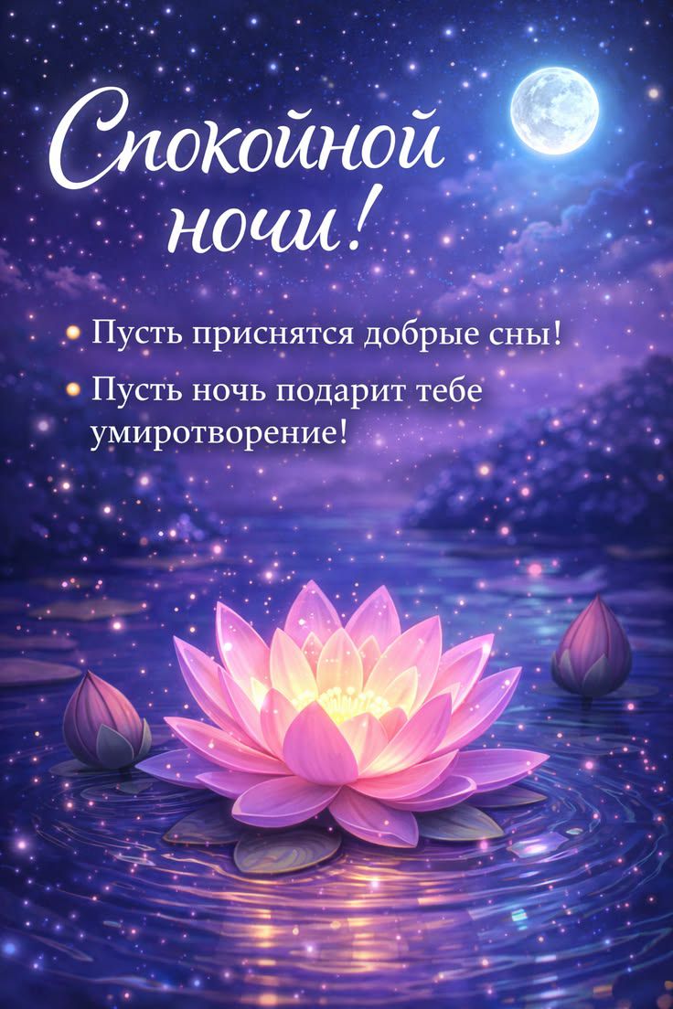 Спокойной ночи! Пусть приснятся добрые сны! Пусть ночь подарит тебе умиротворение!