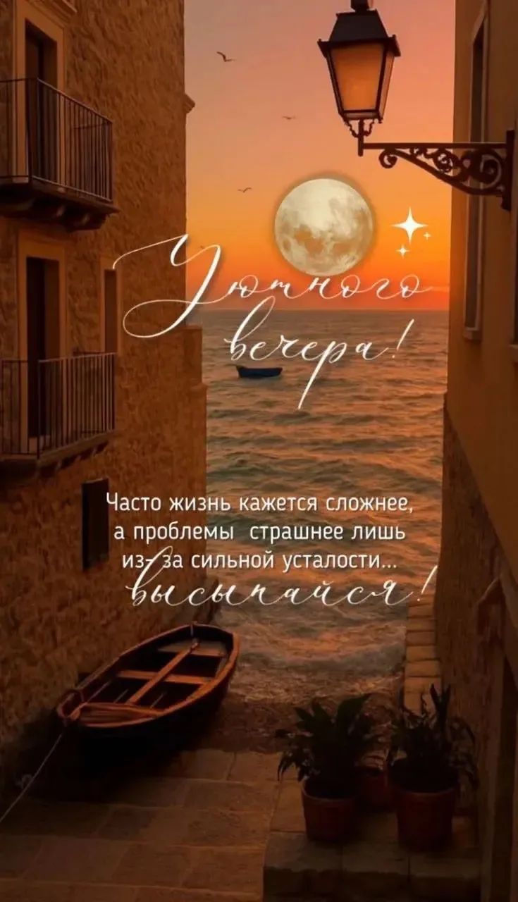 Уютного вечера! Часто жизнь кажется сложнее, а проблемы страшнее лишь из-за сильной усталости... высыпайся!