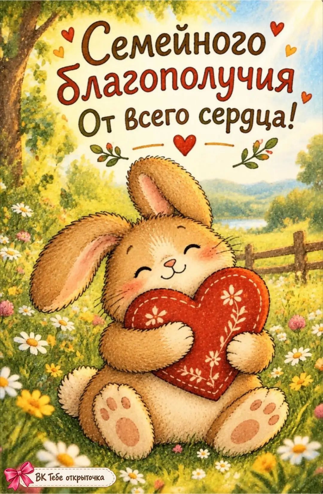 Семейного благополучия От всего сердца! ВК Тебе открыточка