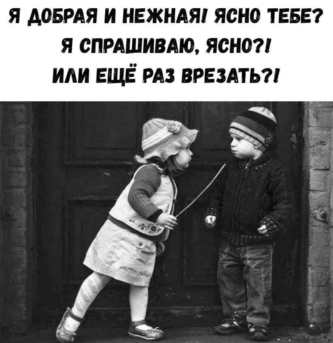 Я ДОБРАЯ И НЕЖНАЯ! ЯСНО ТЕБЕ? Я СПРАШИВАЮ, ЯСНО?! ИЛИ ЕЩЁ РАЗ ВРЕЗАТЬ?!