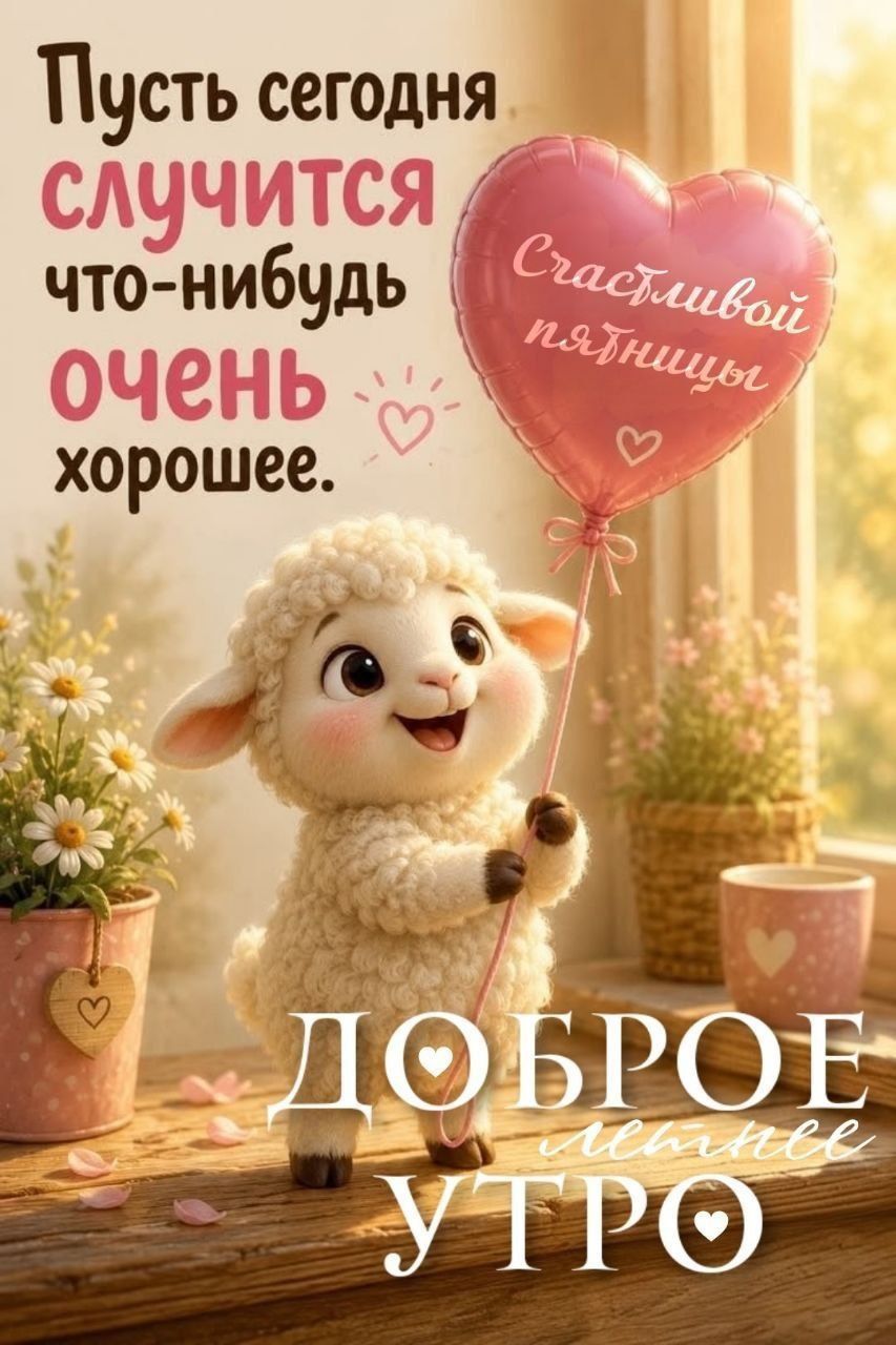 Пусть сегодня случится что-нибудь очень хорошее. Счастливой пятницы. Доброе летнее утро.