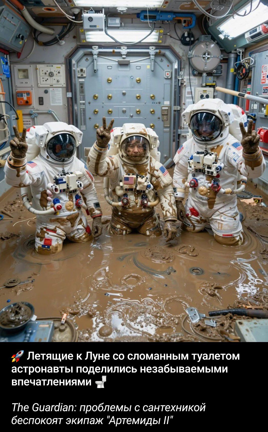 Летящие к Луне со сломанным туалетом астронавты поделились незабываемыми впечатлениями The Guardian: проблемы с сантехникой беспокоят экипаж 