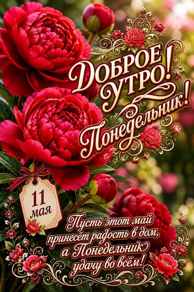 Доброе утро! Понедельник! 11 мая. Пусть этот май принесёт радость в дом, а Понедельник удачу во всём!