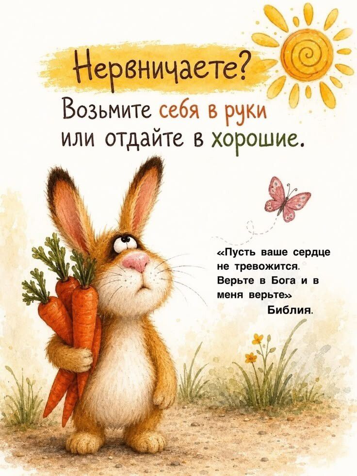 Нервничаете? Возьмите себя в руки или отдайте в хорошие. «Пусть ваше сердце не тревожится. Верьте в Бога и в меня верьте» Библия.